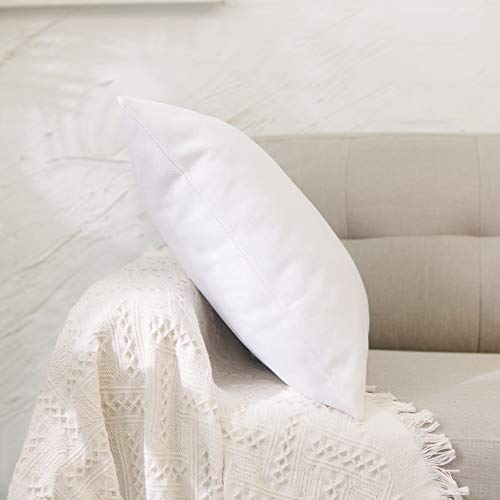 Natus Weaver White Pillow Case Faux Linen Square Euro Decorative Big Size Throw Cushion Cover Oversize Pillowcase With Smooth Hidden Zipper For Sofa Bed 26" X 26" 2 Piece #TOP2