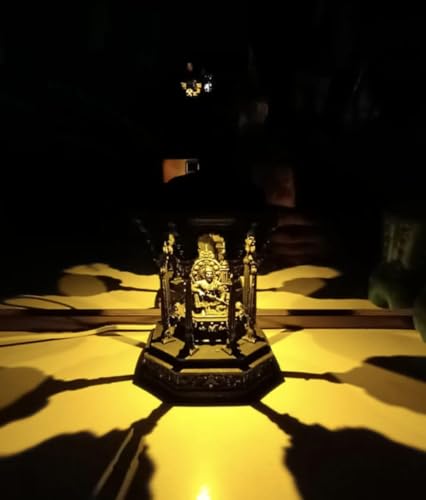 Image of Chatrapati Shivaji Maharaj Statue Murti in Meghdambari with LED Light (1 Feet) Polymarble (Copper Shade)