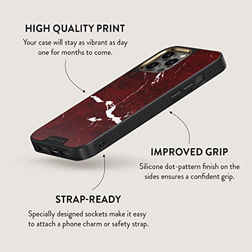 Burga Phone Case Compatible With Iphone 12 Pro - Iconic Ruby Red Marble - Cute But Tough With Cloudguard 2-In-1 Defense System - Luxury Iphone 12 Pro Protective Scratch-Resistant Hard Case #TOP4