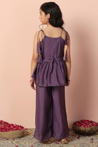 Image of Fashion Dream Girls Chanderi Ethnic Top & Palazzo Set|Indo Western Set|Salwar Suit