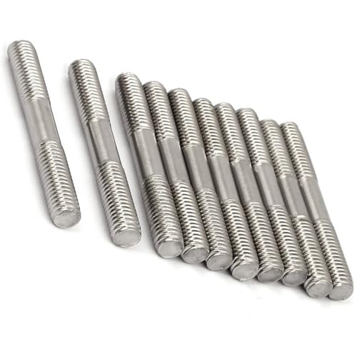 TOP-VIGOR 10Pcs Double End Threaded Stud Screw Bolt, M8x60mm 304 Stainless Steel Rod Bolts Thread Reducer Adapter, Adjustable Push Rod Stud for Furniture Hardware Machinery Maintenance and Fixes