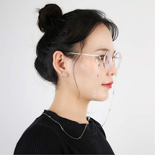 Eli-time Eyeglass Chain for Women - Transparent Zircon Eyeglasses Sunglasses Strap/Eyewear Holders/Spectacle Neck Cords with an Additional Pair of Lobster Clasp