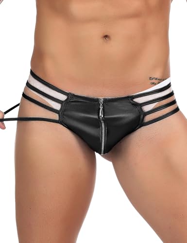 ohyeah Mens Thong Underwear Black Sexy Low Rise G-String Bikini Male T-Back Butt-Flaunting4