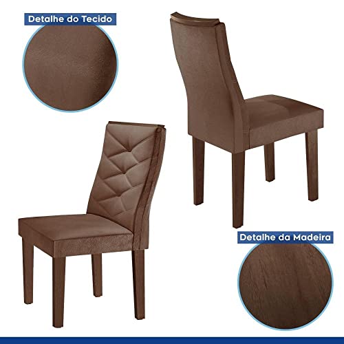 Conjunto Sala de Jantar Mesa Tampo Redondo Plus 100x100cm com 4 Cadeiras Barcelona Cel Móveis Chocol