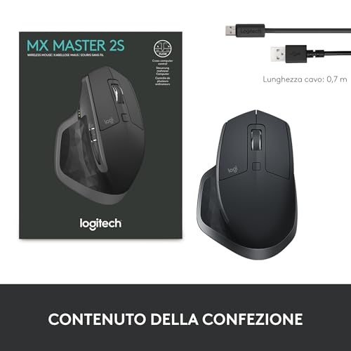 MX Master 2S wireless mouse Bluetooth Edition, multistrato, scorrimento veloce, ergonomico, ricaricabile, collega fino a 3 computer Mac/PC, Grafite - Mouse gaming - Immagine 9