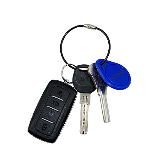 Cnymany 20 Pcs Metal Wire Keychains, 4" 6" 7.8" 10" Cable Keyrings 2Mm Key Rings Loops With Stainless Steel Connecter For Hiking Luggage Id Tags - Red, Yellow, Green, Black #TOP4