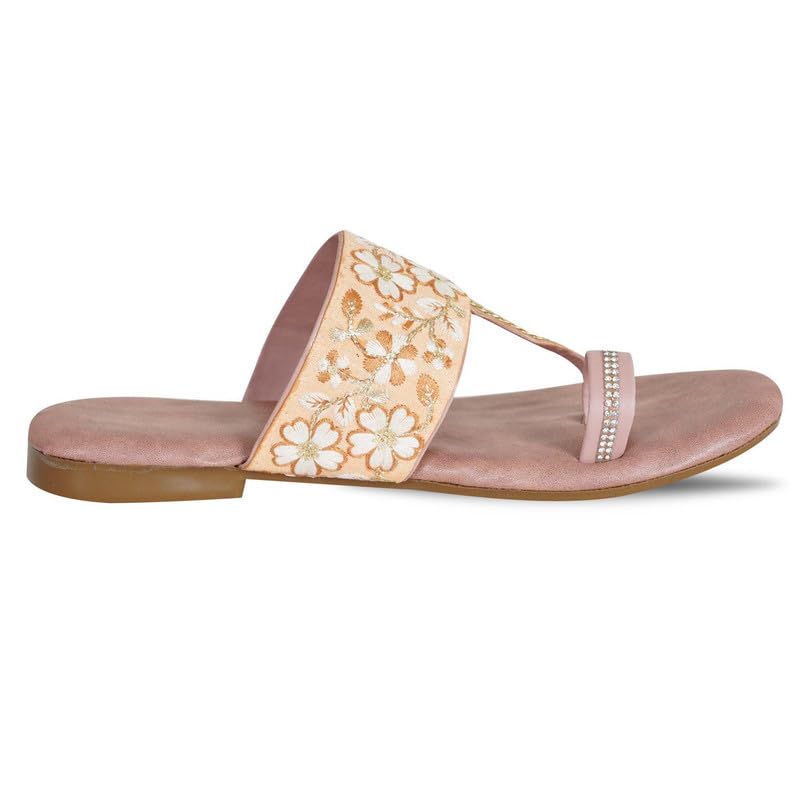 Image of DFR Flip Flops for Women Daily Use Comfortable Ethnic Embroidered Girls Slippers flipflops chappals
