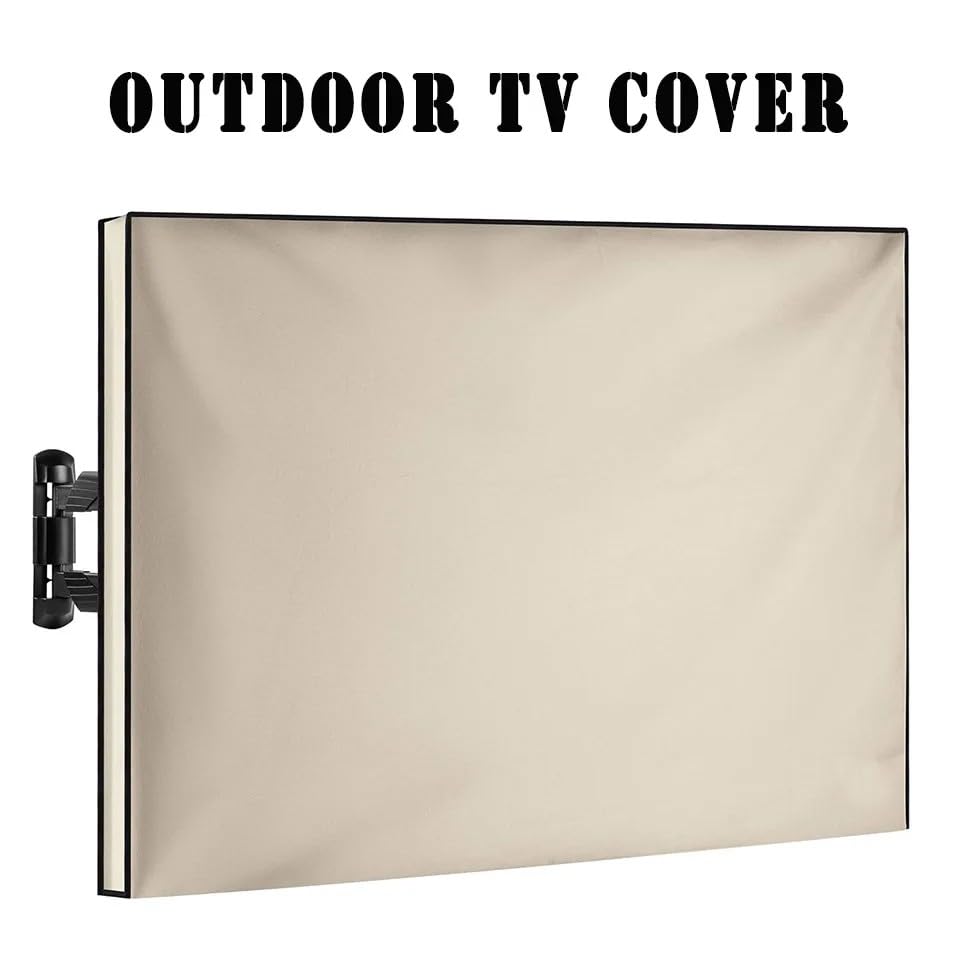 Funda Tv Exterior Outdoor TV Cover, Waterproof Weatherproof Enclosures Screen Protectors, Garden Patio Anti-Dust Protector Tv Exterior(Beige,40-42in(106x67x13cm))