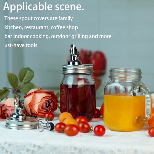 Image of Free Flow Spout for Mason Jar,for spout regular mouth size Mason Jar 70mm lid, 2 Pack (Zinc alloy) jars not included