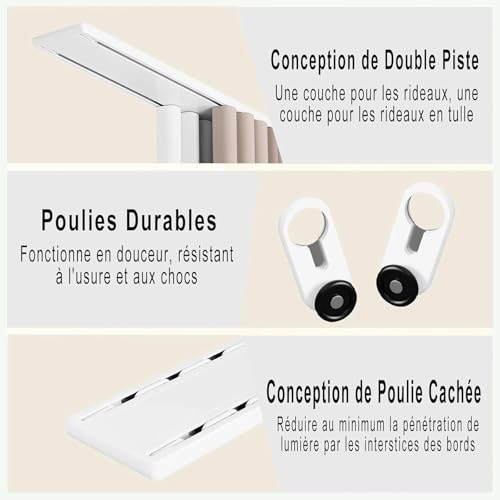 Rail de rideaux double rangée plafond robuste pour séparation - 6