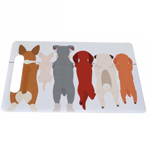 Bcumuq Dogs Cutting Board with Handles Cute Standing Dog Animal Cutting Boards Plastic Safe Chopping Board for Kitchen 16