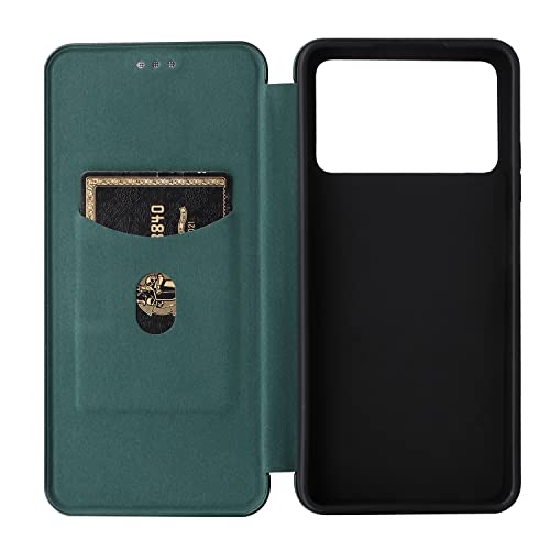 Telefone Flip Covers Para o caso Xiaomi Poco X4 Pro 5G, fibra de carbono de luxo PU + TPU. Caso híbr