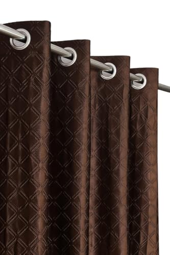 Image of Coin Punching Curtains 9 Feet Long for Living Room - Long Door & Window Curtain Set 1 Pcs Panel, Stylish Parda for Home Decor & Office Brown Colour - 1 Pcs 9 feet