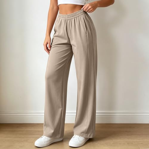 Pantalones de chándal para mujer anchos cómodos con bolsillos 2