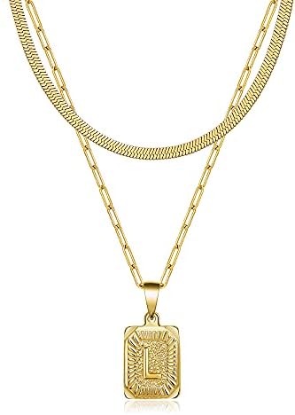 Joycuff Gold Necklaces for Women 18K Gold Plated Layered Name Chain for Girls Gold Jewelry for Women Dainty Pendent