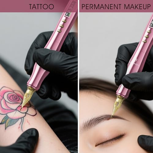 Biomaser TP006 2025 Drahtlose Semi-Permanent-Make-up-Maschine mit deutschem Präzisionsmotor, LCD-Touchscreen. Ideal für Augenbrauen, Lippen & Eyeliner. Für Profis & Einsteiger Pink