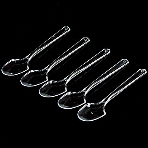 Akoak 100 Count Disposable Mini Clear Plastic Spoons Dessert Appetizer Spoons Ice Cream Soup Spoons #TOP4