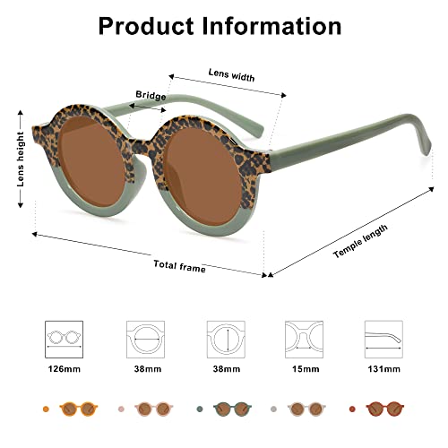 Sojos SK5606C9 Cute Round Polarized Sunglasses For Kids Girls Boys Vintage Uv400 Protection Classic Children De Sol Gafas Beach Holiday Sk5606 Leopard Print And Green Frame thumb #2