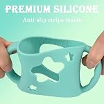 4 Poignées de biberon en silicone pour les biberons à large cou de Dr Brown (blanc+bleu+vert+gris)