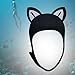 Pegciuho Scuba Diving Cap with Cat Ears, Surfing Cap, Neoprene Wetsuit, Comfortable Surfing Hat for Canoe, Sports, BlackWhite BlackLine