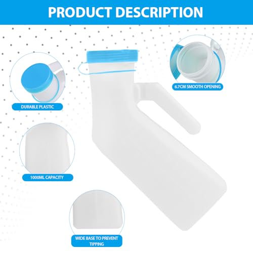 ACWOO Urinoir pour homme et femme, 1000ml portable urinoir fabriqué avec Bouchons de bouteille étanches qui brillent dans le noir et Poignée, réutilisable urinoir de voyage bouteille collector d'urine – vue 5