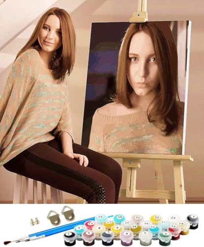 WOWDECOR Personalised Photo Paint by Numbers Sets with Frame for Adults Children, Customise Create Your Own Photo DIY Painting by Number Canvas 40x50cm for Couple Family Pet Wedding Anniversary