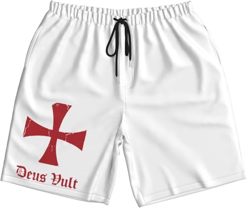 Deus Vult Knights Templar Cross Mens Swim Trunks Quick Dry Board Shorts 7