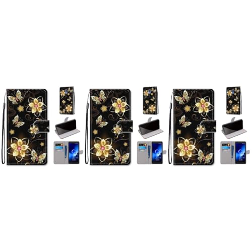 Étui de téléphone chic PU avec support antichoc design artistique 3 pièces