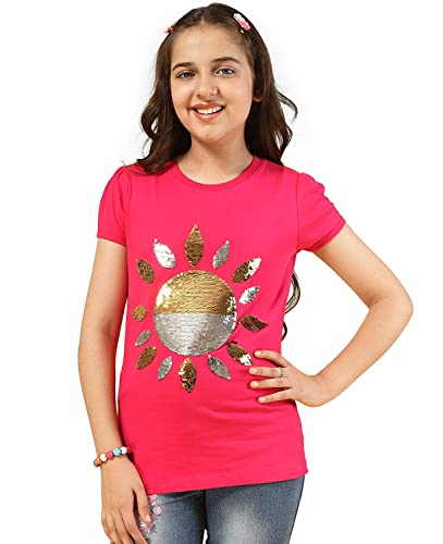 Image of KYDA KIDS Girls Cotton Full Sleeve Sequence and Embroidery Tops - Multicolor (Pack of 1)