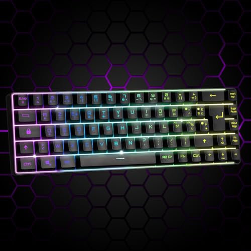 K508 Clavier Gaming Sans Fil Compact TKL 65% (AZERTY FR) - via 2.4G/ Type-C - Compatible Console de Jeu/PC/Mac - RGB - 68 Touches - 23 Touches Anti-Ghosting - Noir - Tastiera gaming - Immagine 5