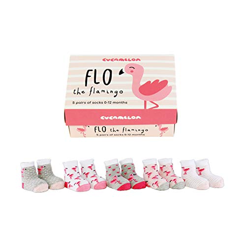Cucamelon Unisex-Baby Flo The Flamingo Socken-Geschenk, Multi, One Size Cover