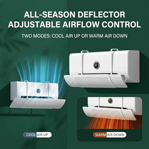 Miniatura 4 de Deflector De Viento De Ca Deflector De Ventilación De Aire Montado En La Pared, De Viento De Aire Acondicionado Ajustable De 22-36 Pulgadas Para Prevención De Soplado Directo, No Incluye He