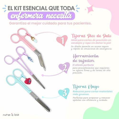 Miniatura 3 de Nurse Is Love Set 3uds Tijeras Enfermería Pico De Pato Rectas Mayo Herramienta De Sujeción Tijeras Punta Roma Vendaje, Accesorios Enfermera, Primeros Auxilios, Auxiliar De Enfermería Multicolor