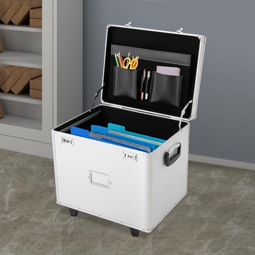 Locking Fireproof Mobile File Storage Case with Wheels