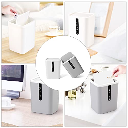 Tischabfalleimer Plastik TischmüLleimer Mit Deckel Schreibtisch MüLleimer MüLltonne KüChe Nachttisch Mülleimer Mini-MüLleimer, Geeignet FüR Nachttisch, Bad, Schreibtisch, Wohnzimmer, KüChe(2pc)