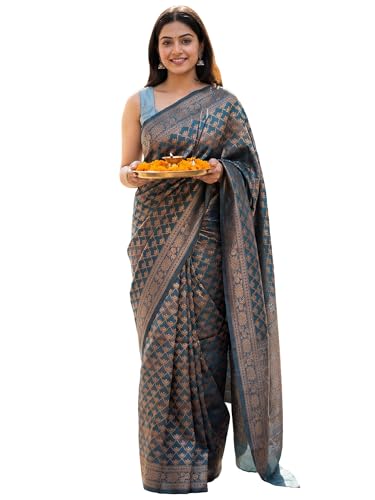 Image of AKHILAM Women's Georgette Embellished Designer Saree With Unstitched Blouse Piece