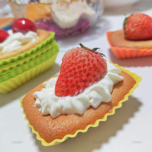 Auear, 36 Pack Silicone Baking Cups Muffin Cupcakes Liners Molds Sets In Storage Container (Rectangle&Round&Heart Shaped) #TOP6