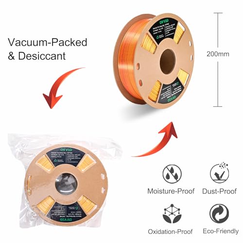 Image of OVV3D PLA Filament 1.75mm, Red Gold 3D Printer Filament Silk PLA Dual Color, Red Gold PLA Filament, Color Change Every Inch Filament 3D Printer Filament + /-0.02mm, 1kg /2.2lb