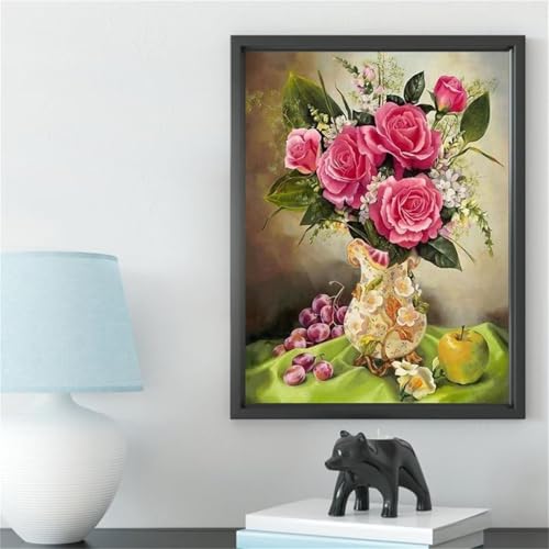 Peinture par Numéros Diamant Rose pour Décoration Murale Salon XXL Toile Artisanat Maison