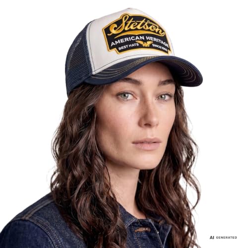 Image of Stetson American Heritage Trucker Cap Men Breathable Mesh Snapback Summer Winter