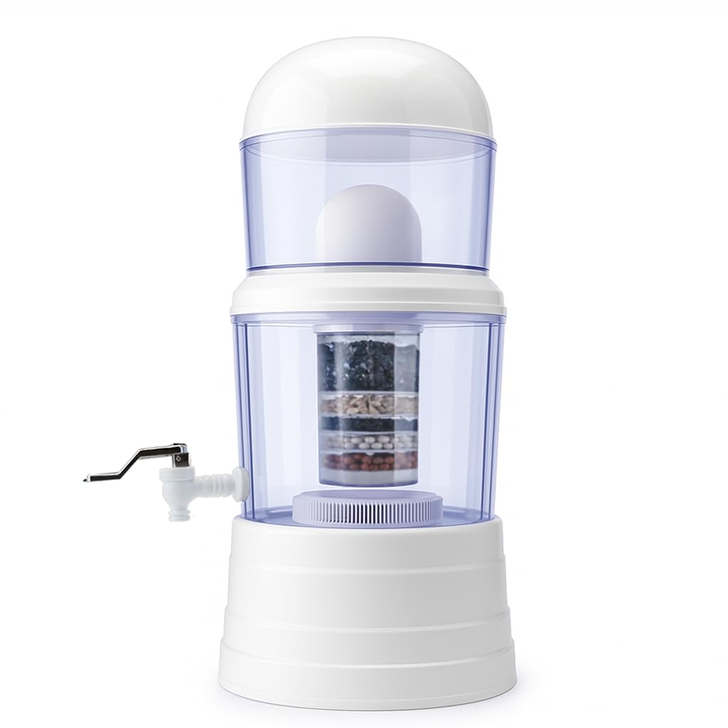 Mineral Gravity Water Filter System,Alkaline Water Filter System 4 Gallon,Countertop Mineral Water Purifier Reduces Fluoride and Chlorine,8-Layer Filtration