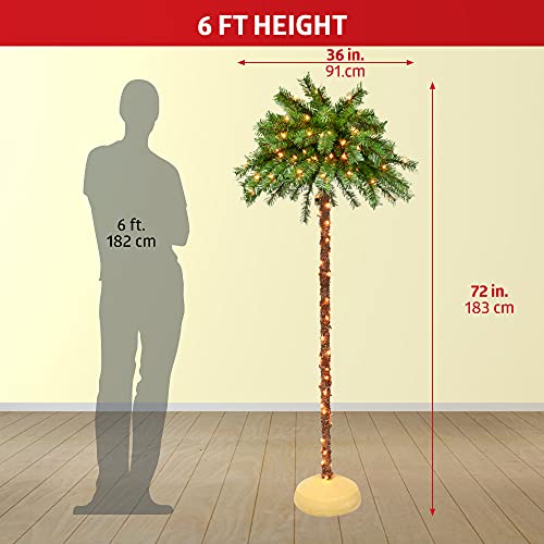 Puleo International 6 Foot Pre-Lit Artificial Palm Tree with 150 UL-Listed Clear Lights