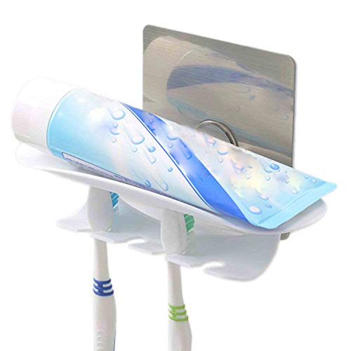 Preisvergleich Produktbild Einfach zu Befestigender Selbstklebender Zahnpasta Zahnbürstenhalter Wandmontierter Badaufbewahrungs Zahnbürsten Organisator, Rasierschaum und 4 Zahnbürsten / elektrische Zahnbürsten