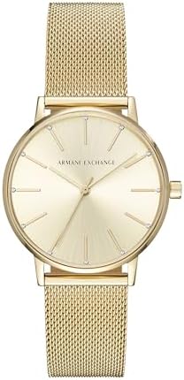 Amazon.com: Armani Exchange A|X Women's Gold-Tone Stainless Steel Mesh ...
