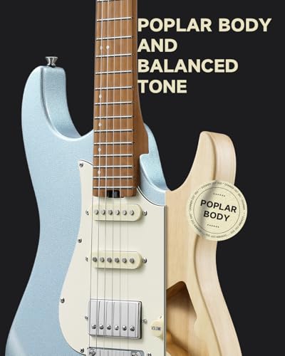 Image of Donner 39 Inch Electric Guitar, DST-550 Solid Double-cut Poplar Body Electric Guitar for Intermediate & Pro Players, 7 Tone-switching Options & Tremolo Bridge, Bonus Bag, Ice Blue