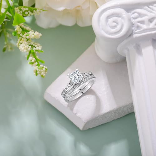1.4 Carat (ctw) Princess Cut Wedding Ring Sets for Women S925 Sterling Silver Moissanite Bridal Sets for Wedding Anniversary2