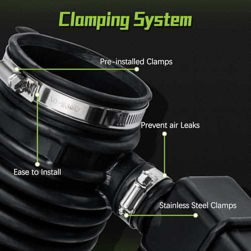 Image of 16576-1AA1A Air Cleaner Intake Hose Tube With Clamps for Nissan 2009-2014 Murano,2011-2017 Quest 16576-1AA0A 696-039