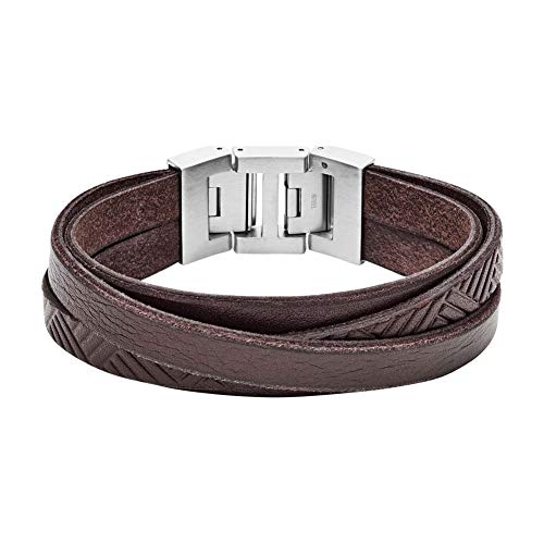 Fossil Armband Für Männer Leder, Innenlänge 175mm X 190mm Silber...