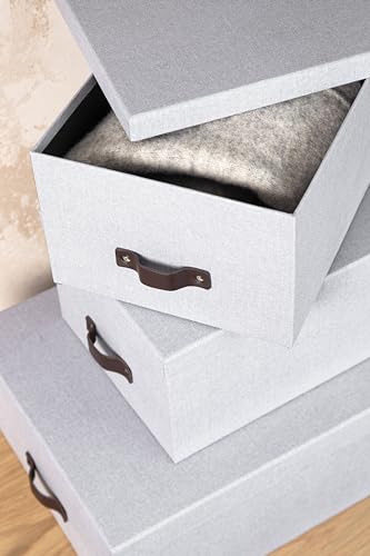Boîtes de rangement gris clair BIGSO INGE au design effet textile épuré