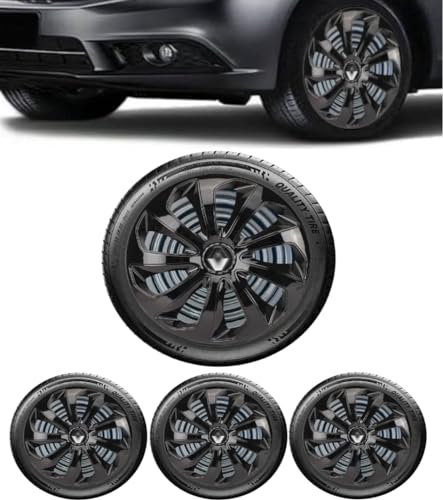 Jogo 4 Calotas Esportiva Velox Preto Brilhante Aro 15 RLT Sandero Logan Clio Megane Fluence Symbol